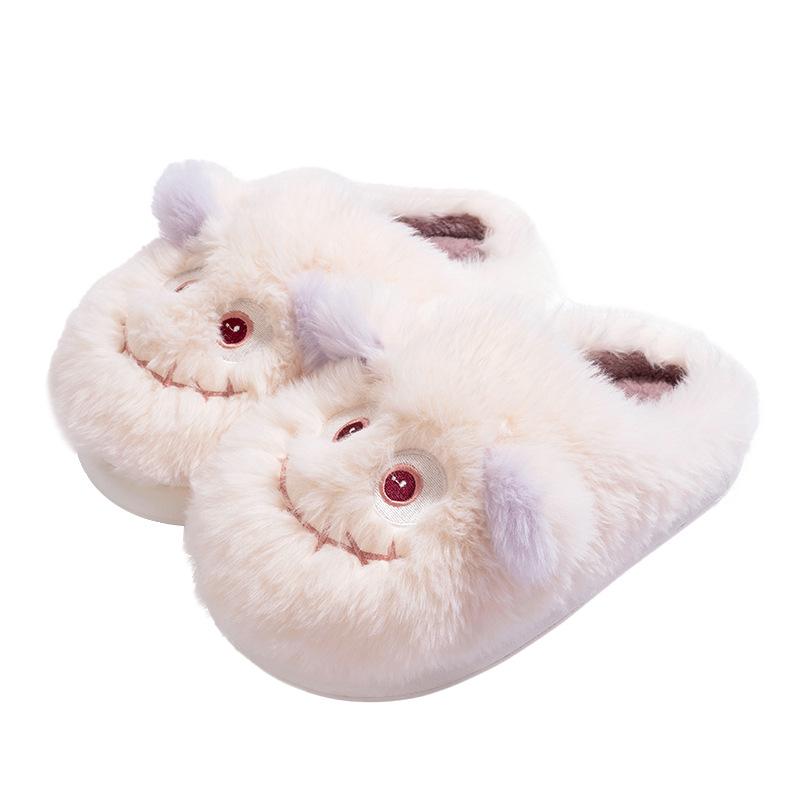 New Creative Funny Cute Cartoon Fluffy Slippers Winter Indoor Household Velvet Warm Non-slip Cotton Slippers