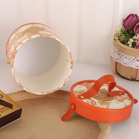 Gift Box Floral Print Widely Applied Round Shape Lid Bucket Florist Gift Packaging Box for Party