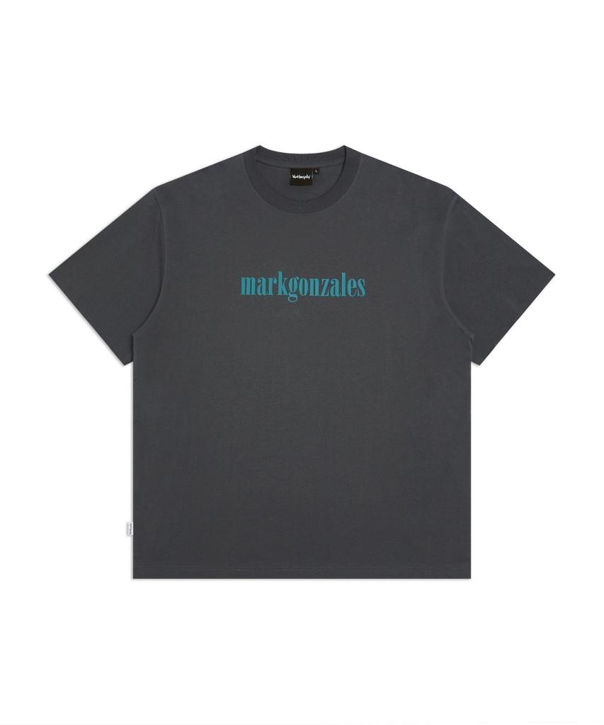 Mark Gonzales Serif Mg Logo Short Sleeve T-Shirt - Charcoal