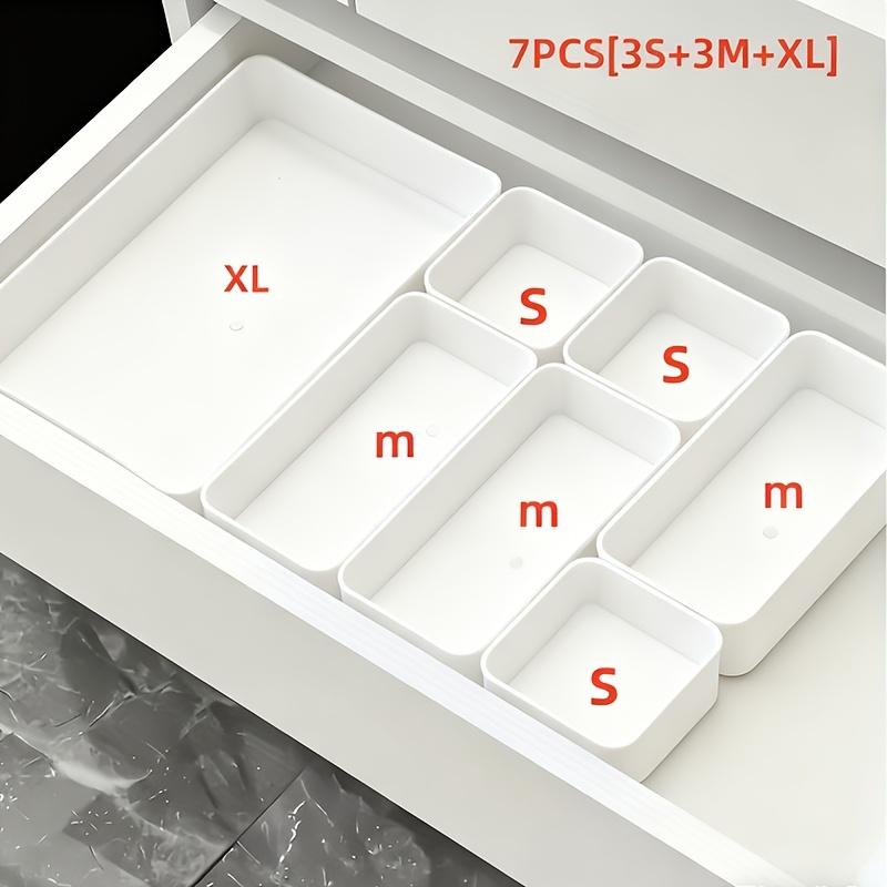 

Набор разделителей для органайзера, Органайзер для ящика стола, Органайзер для гаража и хранения, Аксессуары для ящика для инструментов, Бокс для канцтоваров, Бокс для хранения косметики 7PCS(3S+3M+XL) белый