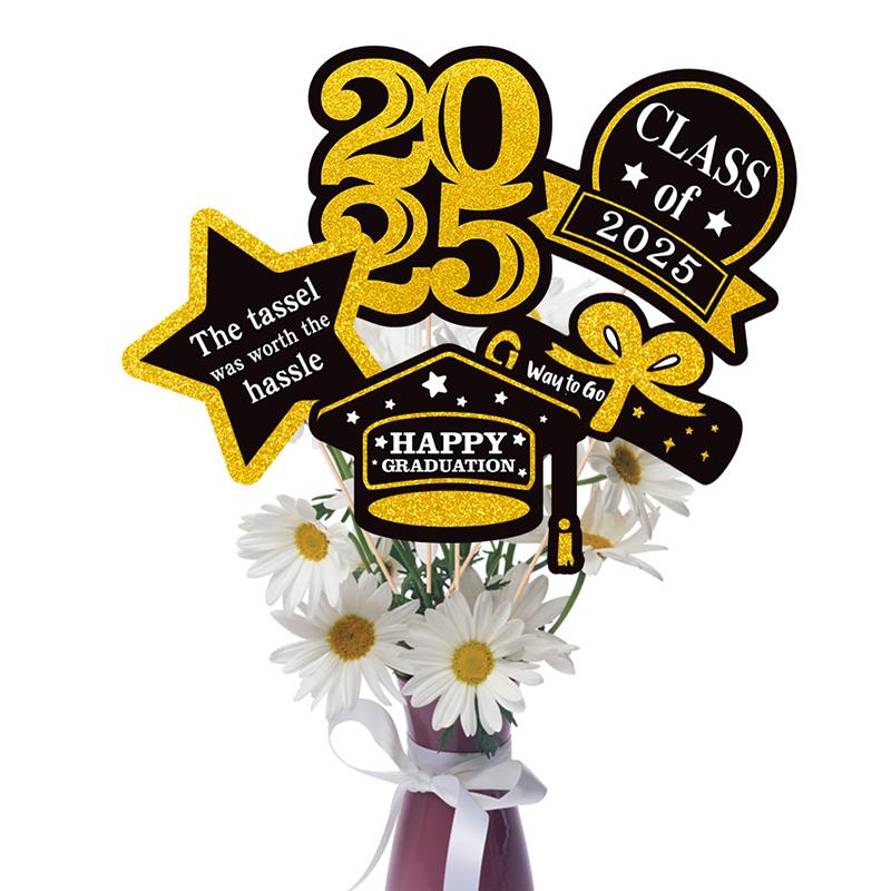 Paper Cupcake Toppers Class Of 2025 Graduation Decorations 2025 Grad Centerpiece Sticks Graduation Party Table Topper Decoration