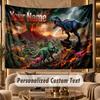 Dinosaur (257) Theme Personalized Tapestry Custom Name Text Wall Hanging Tapestry Home Background Decoration