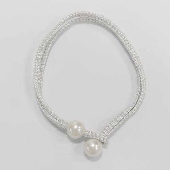 1 Pair Curtain Tiebacks for Drapes, Adjustable Curtain Rope Tie Backs, Faux Pearls Cord Curtain Buckle Holder for Home Hotel Office Window Drapery