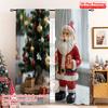 2pcs 2D Flat Printing Christmas Curtain Cute Santa Claus Gifts Christmas Polyester Fabric Without Electricity Party & Holiday