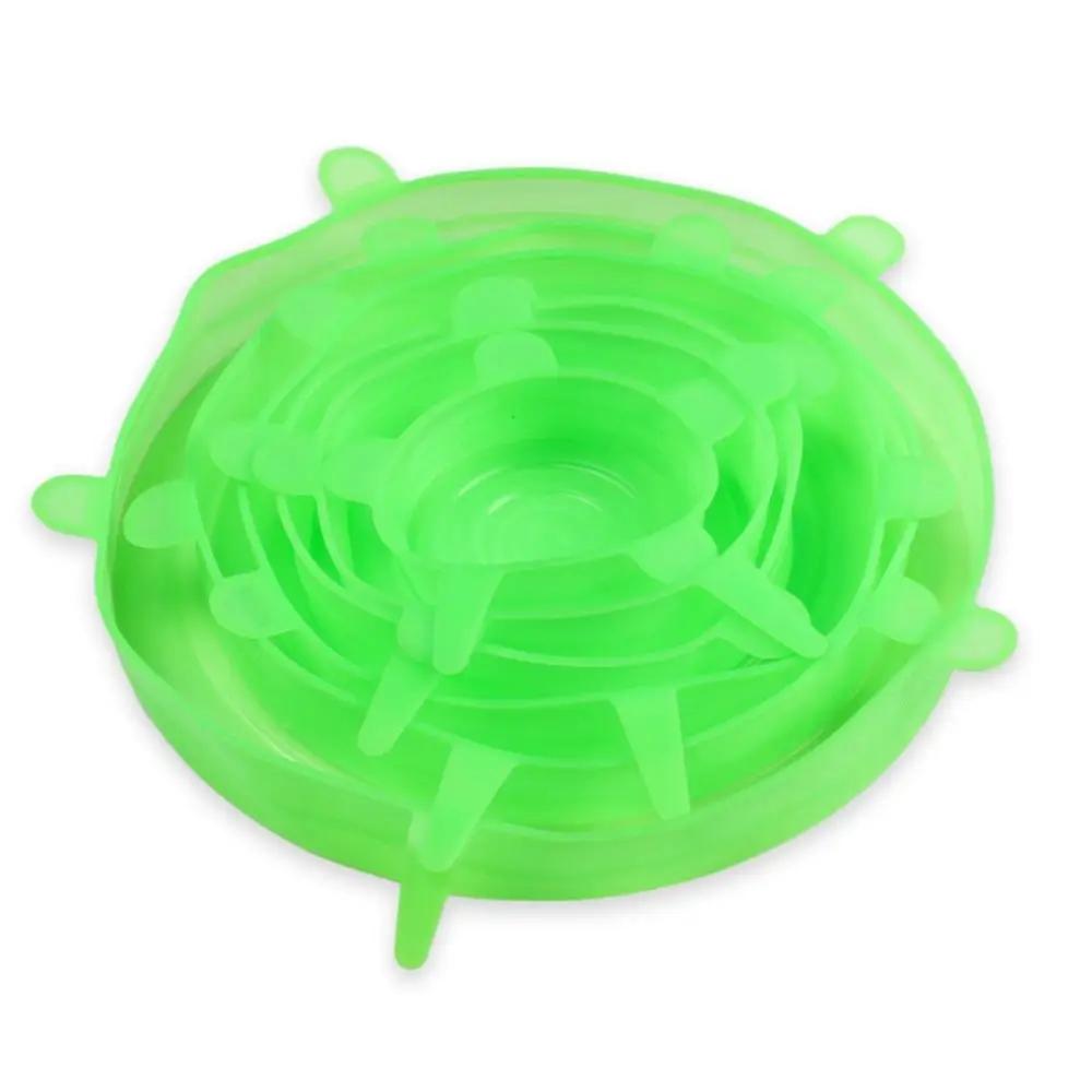 6PCS Food Reusable Fresh-keeping Cover Non-slip Kitchen Gadgets Bowl Cap Stretch Silicone Lids