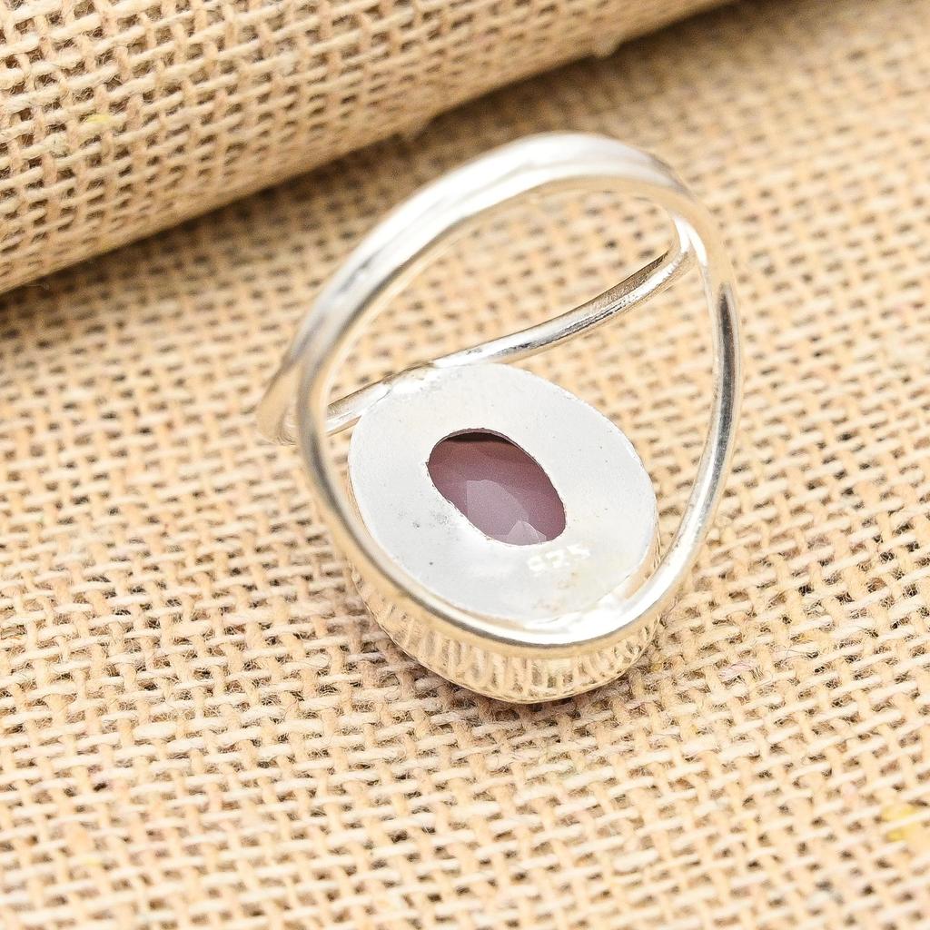 Lavish Pink Chalcedony Gemstone Handmade 925 Sterling Silver Ring Jewelry