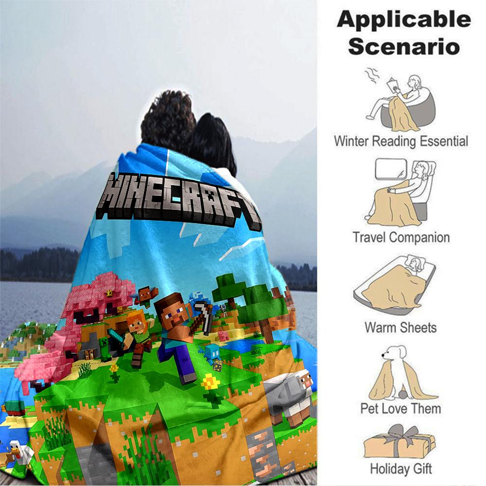 Minecraft Blocky Adventure World Blanket Soft Throw Blanket For Home Bedroom Bed Sofa Travel Office Solid Christmas Blanket