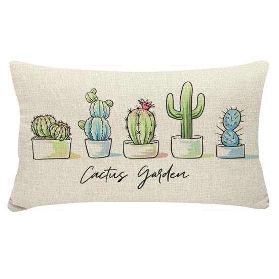 30cm X 50cm Pillow Case Washmachine Washable Multi-purpose Polyester Cactus Printing Cushion Cover for Daily Life