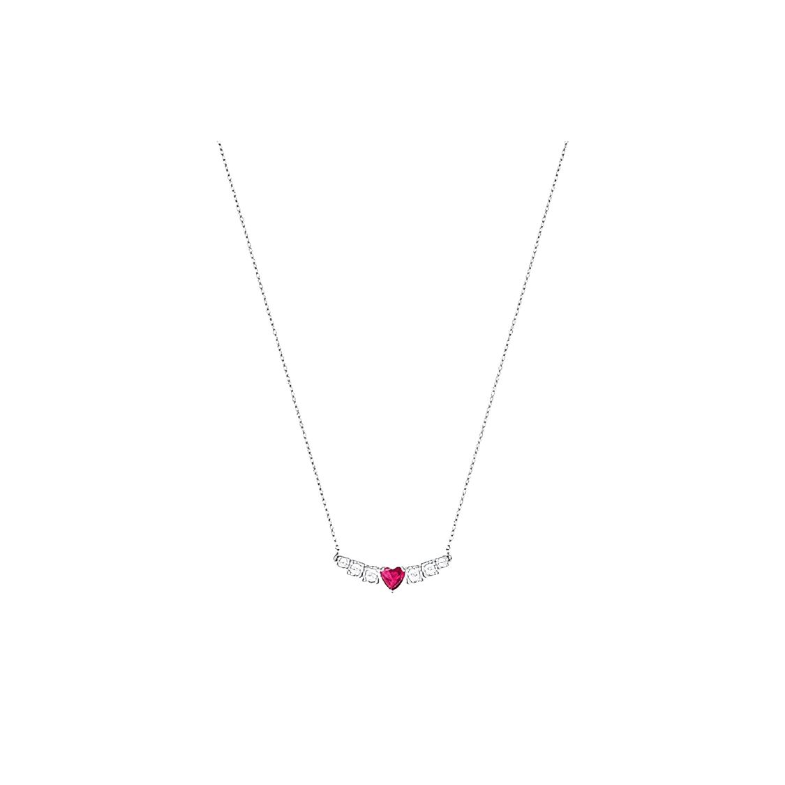 Swarovski Symbolica Fashion Red Heart Lock Necklace Women necklace Silver Gold 5408434 Box (Random Color)
