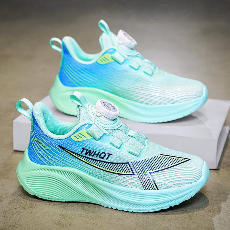 Children's Shoes Boys 2025 Spring New Boys Mesh Breathable Sports Running Shoes Middle Children Fried Street Knob