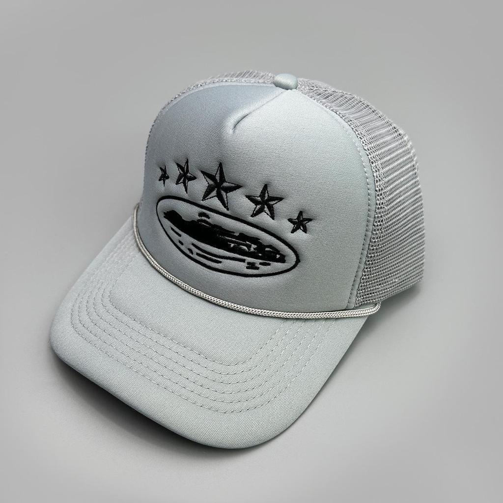 Neue Pentagramm-Stickerei Baseballkappe - Unisex Sonnenschutz Trucker-Hut mit Netzrückseite