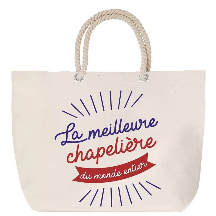 Sac de plage avec anse corde Chapelière Meilleure du Monde Entier Cadeau Anniversaire Noël | Grand Sac de Transport & Sport