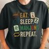 Eat Sleep Mahjong Repeat T-shirt | Mahjong Tiles Noodles Dice Tee