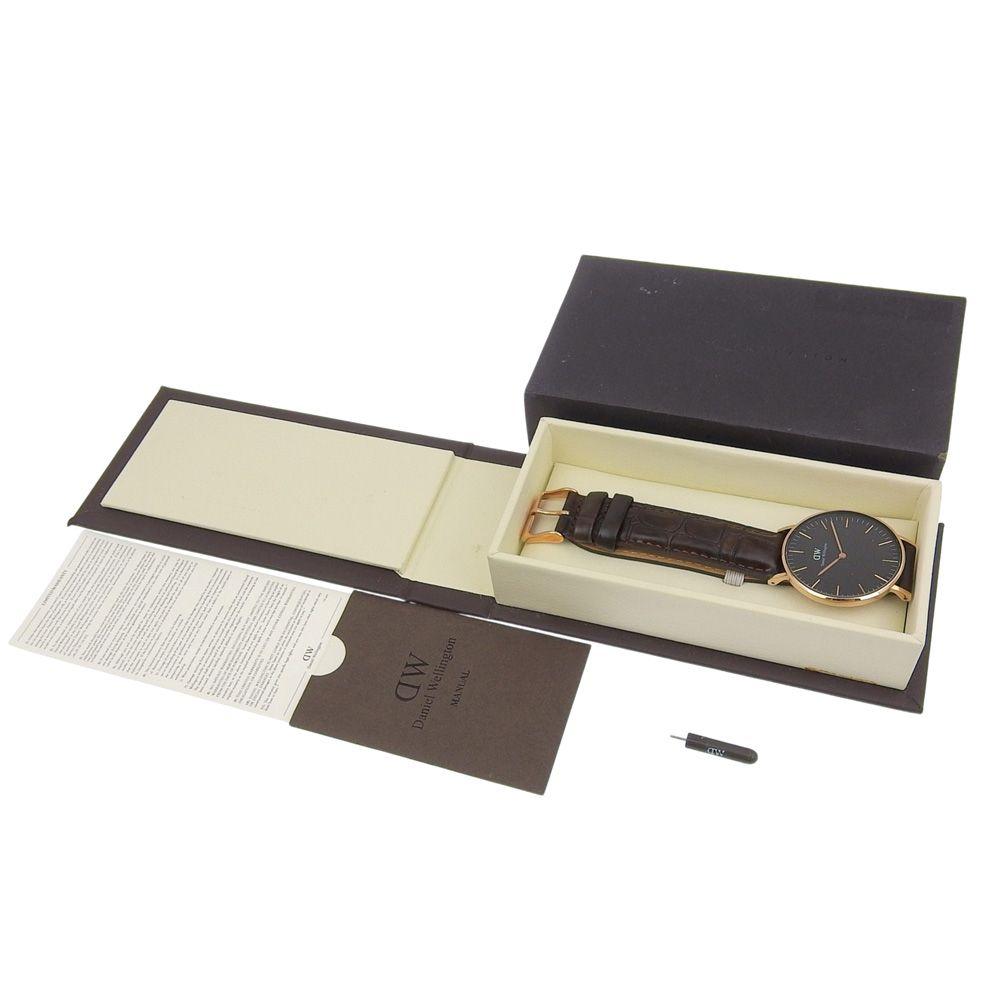 Used [Daniel Wellington] Daniel Wellington DW00100140 Stainless Steel x Leather Gold Quartz Analog Display Men's Brown Dial Watch