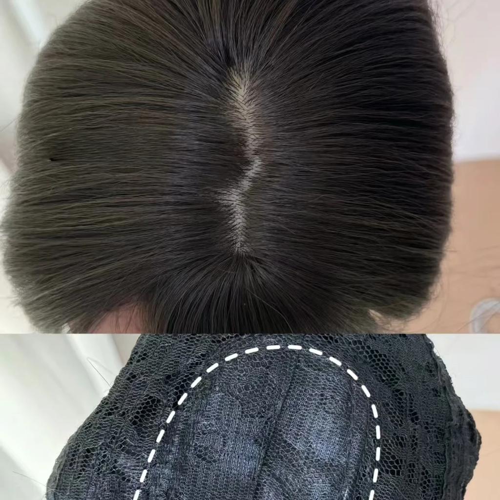 Schwarze Perücke mit Pony Lang Glattes Haar Koteletten Japanische JK Schwarze Lolita Simulationshaar Stirnband Perücken