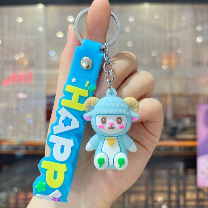 Cute Cartoon Sheep Keychains Soft Pvc Material Colorful Wrist Strap Backpack Pendant Birthday Gifts For Kids And Friends