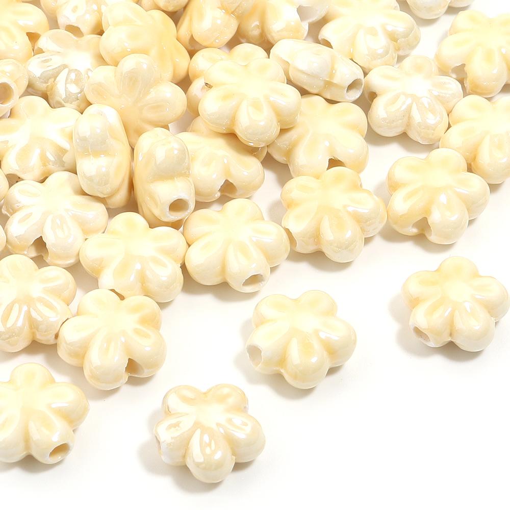 10pcs Colorful Cherry Blossoms Ceramic Beads Mini Flower Loose Spacer Beads For Jewelry Making DIY Bracelet Necklace Accessories