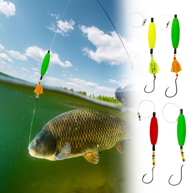 Professional Long Casting Catfishes Fishing Rigs with Carbon Steel Hook and Foams Float for Enhances Sensitivity
