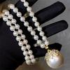 Pearl Beading Collarbone Necklace Stackable Neck Chain Choker Stylish Long Necklace  Party Wear