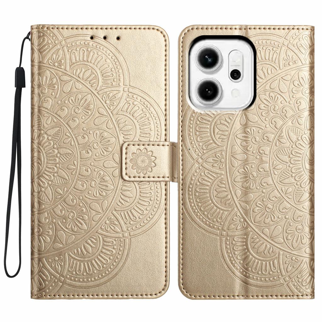 For Oppo Reno14 Pro 5G (Global) Leather Case with Card Slots Mandala Pattern Phone Cover Stand