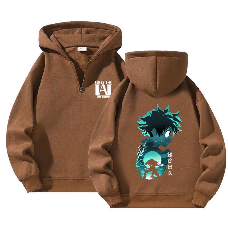 Anime My Hero Academia Harajuku Midoriya Izuku Manga Bluzy z kapturem zapinane na ćwierć zamek Kreskówkowe męskie bluzy pulowerowe na wiosnę i jesień