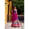 Step into timeless elegance with this Poly Chanderi lehenga, designed with delicate Zari stripes and enhanced