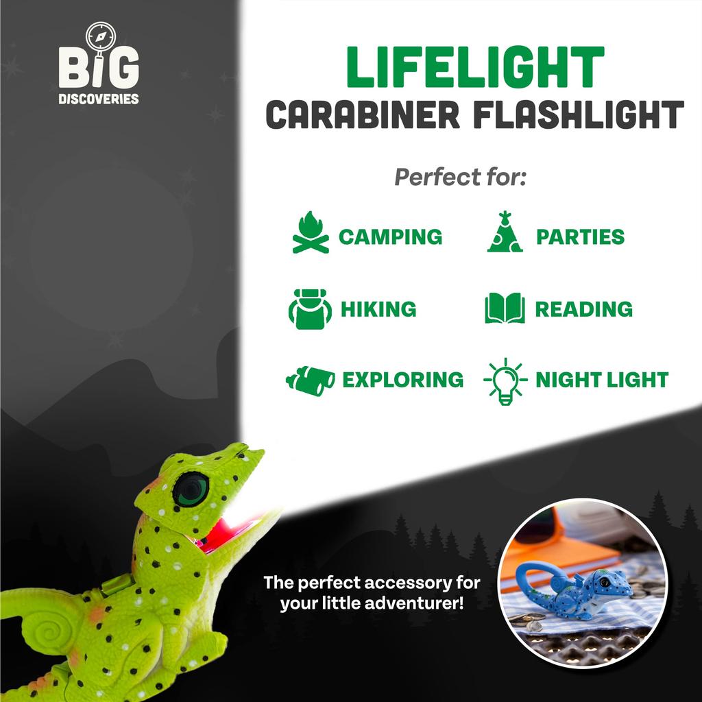 Sun Company LifeLite Animal Carabiner Flashlight Small Animal Keychain Flashlight One Size Green Lizard for and Camping Kids, Nursing,