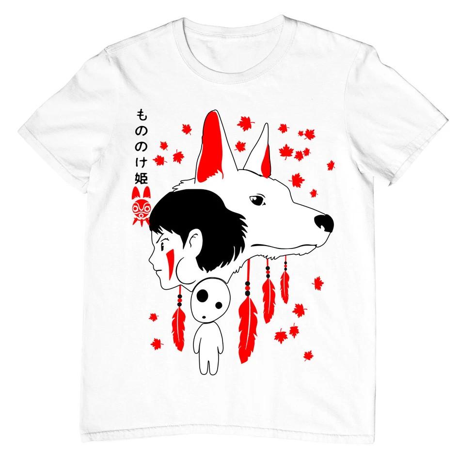 Hayao Miyazaki Studio Ghibli T-Shirt,Prince<wbr/>ss Mononoke Graphic Tee T-Shirt White Unisex T-Shirt