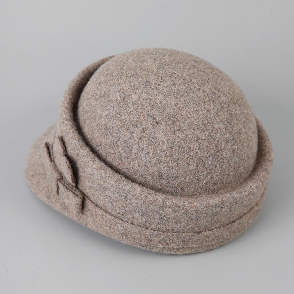 Retro autumn and winter women's wool, elegant bow to keep warm, short brim mother's cap to show the face, small equestrian hat