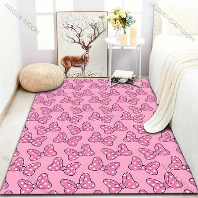Tapete Fofo com Padrão de Laço Rosa para Quarto Sala de Estar Mesinha de Cabeceira Sofá Tapete de Chão Decoração Moderna para Casa Tapete de Área Tapete de Luxo