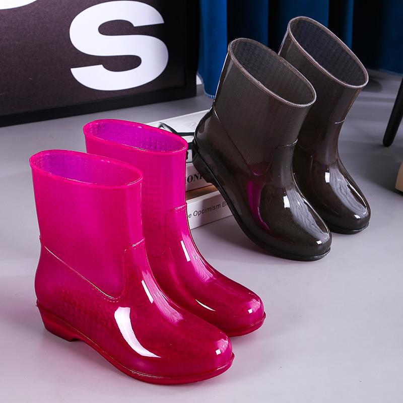 No lining quick-drying rain shoes women's short non-slip water shoes outer wear short rain shoes adult no mesh rain boots rubber shoes
