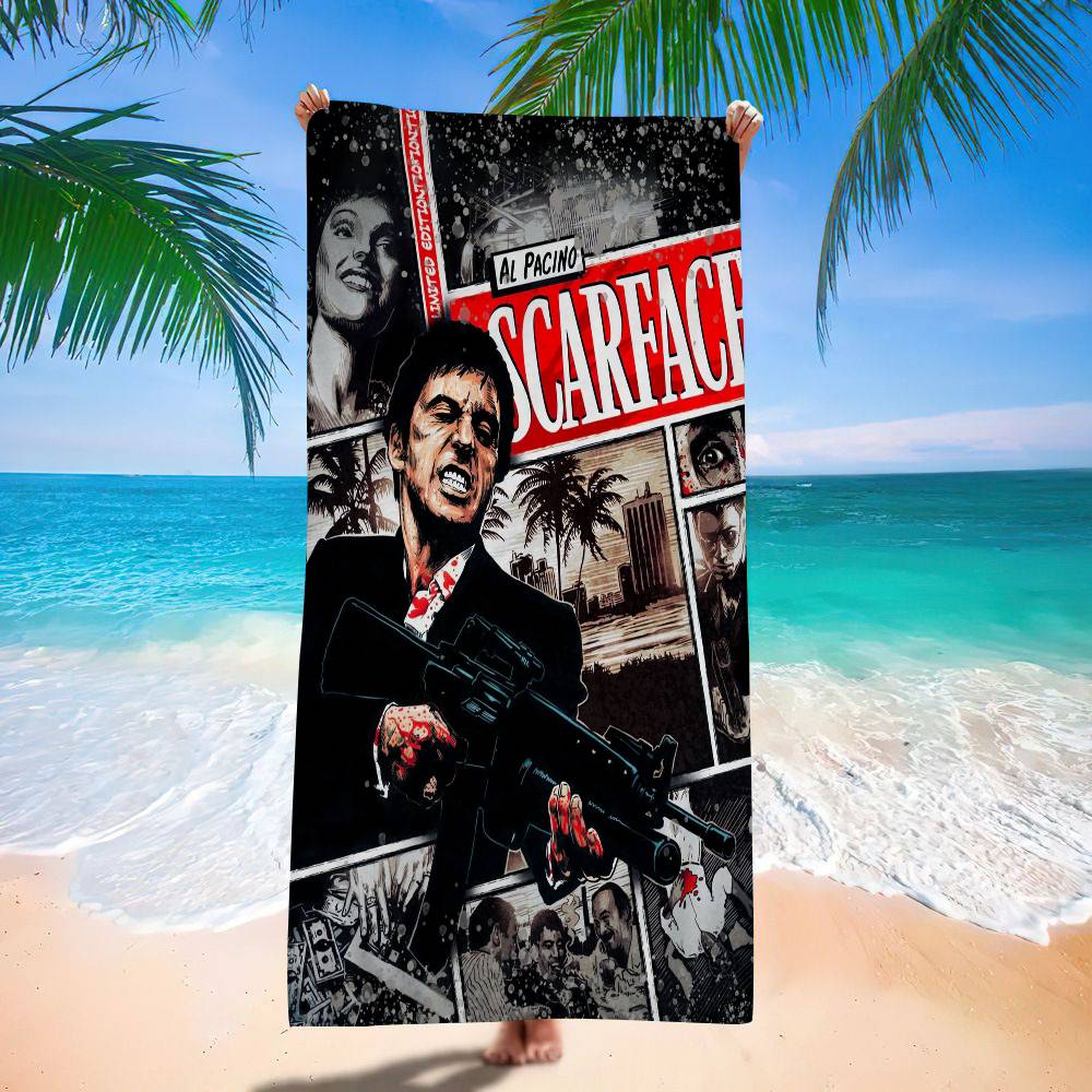 Classic Film S-Scarface Bath Towel Microfiber Soft Water Absorbing Breathable For Girl Kids Decorative Cartoon Beach Towel