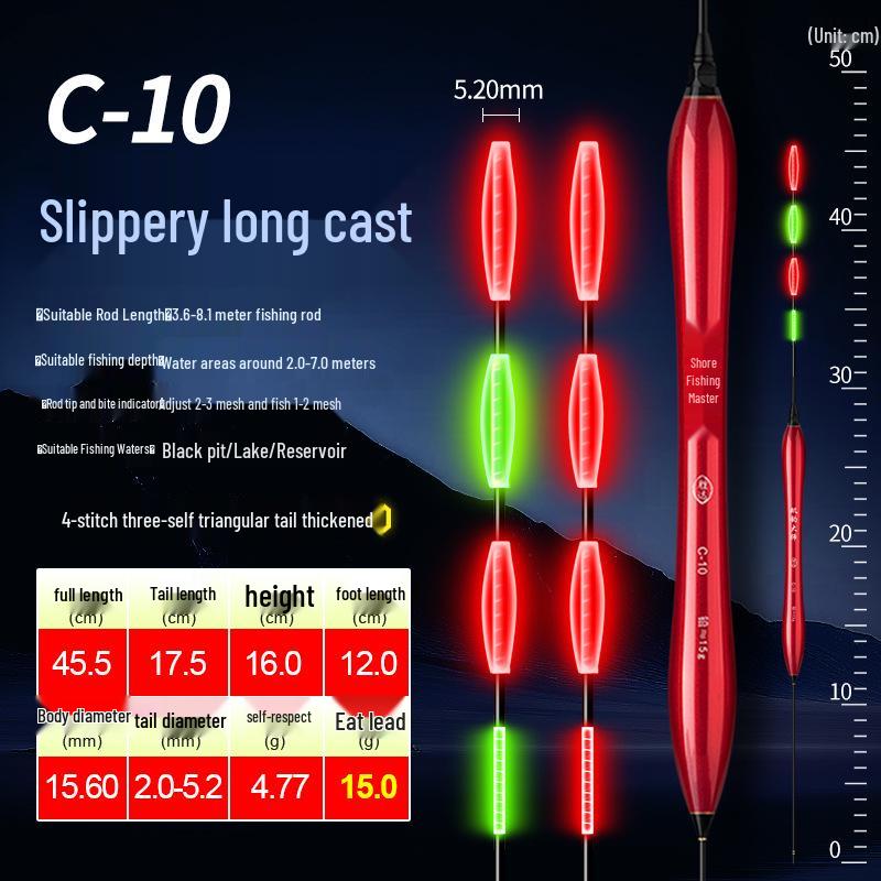 Canna da Pesca a Roccia a Lunga Distanza con Galleggiante Elettronico Luminoso a Doppio Uso per Giorno e Notte - Marcatore Scorrevole Spesso Super Accattivante