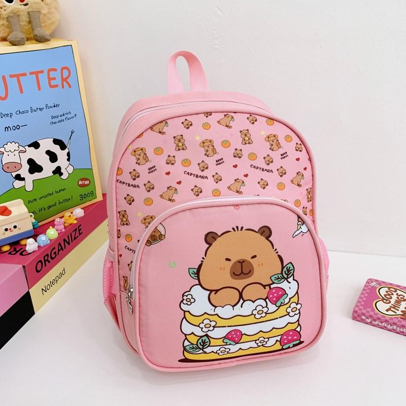 Kindergarten Primary School Students Schoolbag Cute Cute Kapibara Boys And Girls Backpack Large Capacity Children S Backpack Tide розовый