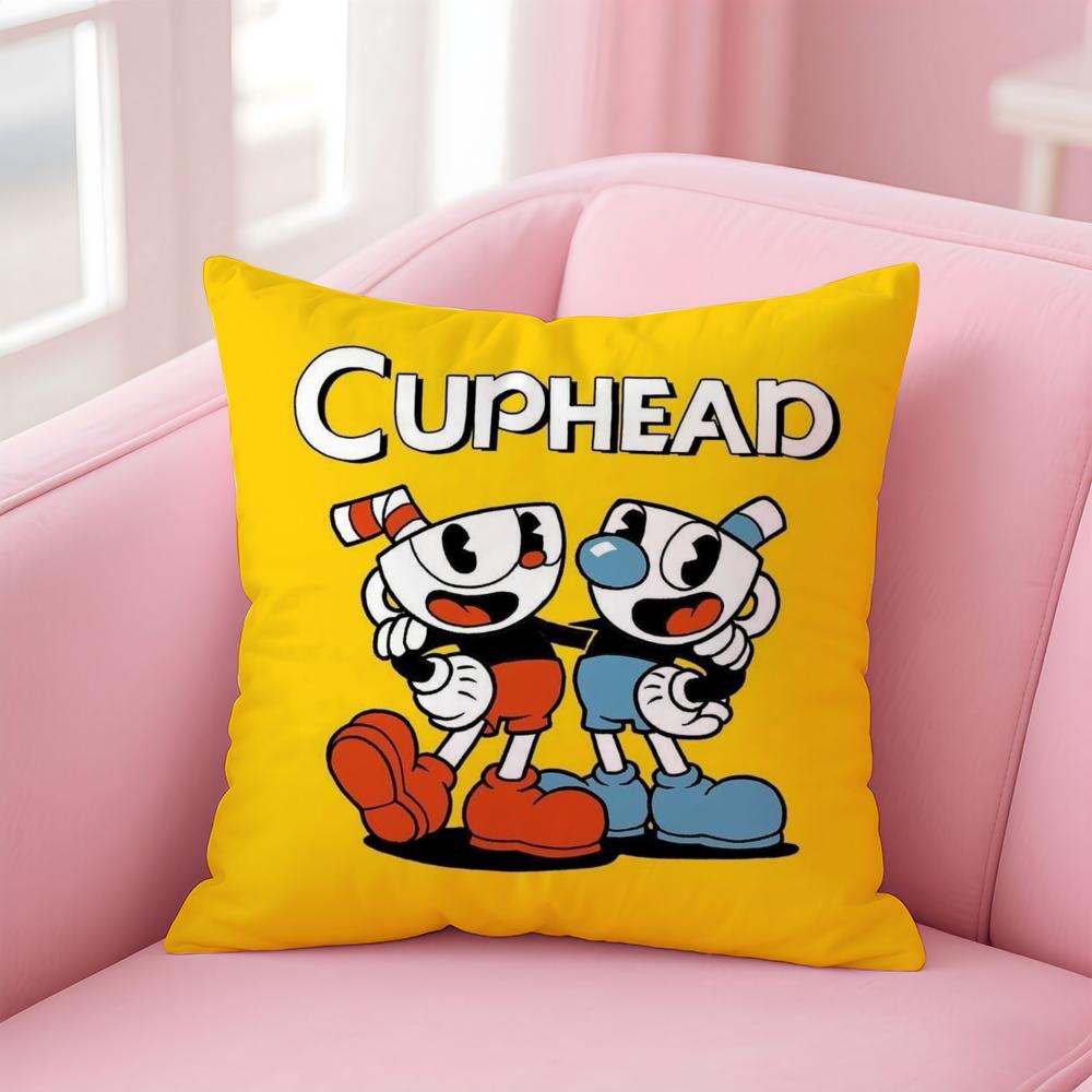 Классическая Милая Игровая Наволочка C-CupheadS Удобная Двусторонняя Наволочка Идеально Подходит для Автомобиля Дивана Спальни и Других Мест 12x12Inch