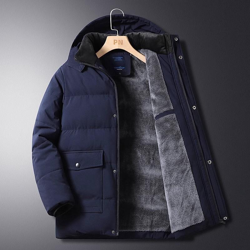 Middle-Aged & Elderly Men's Fleece-Lined Cotton Jacket - Warm, Thick Autumn & Winter Wear for Dad & Grandpa