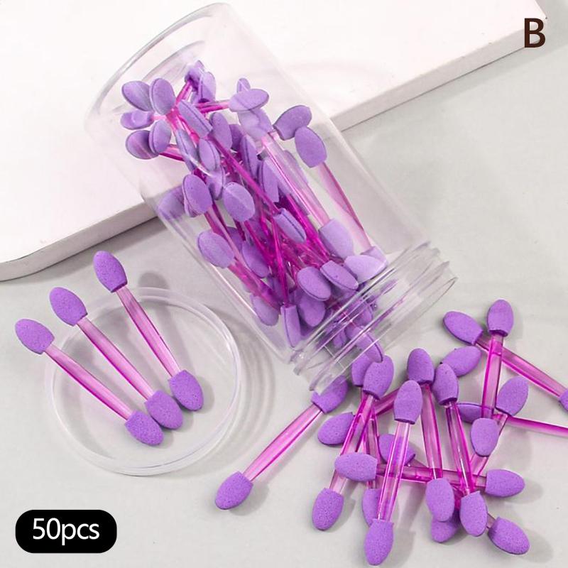 50pcs Eye Shadow Sponge Applicators Disposable Double Tip Eyeliner Brush Set Soft Material for Festival and Travel
