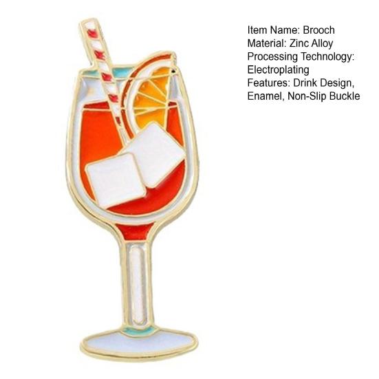 Women Brooch Enamel Beverage Design Lapel Pin Non-Slip Buckle Scarf Badge Sweaters Collars Hats Bags Coats Accessories