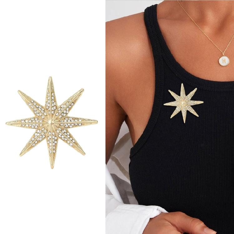 Spilla Decorativa Stella a 8 Punte Accessorio Distintivo in Lega Per Brillare in Insieme Durante gli Spostamenti Feste
