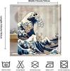 Funny Great Cookie Wave Shower Curtains,Cool Wave Monster Eating Cookies Shower Curtain,Fun 72 X 72 Inch Japanese Style Monster