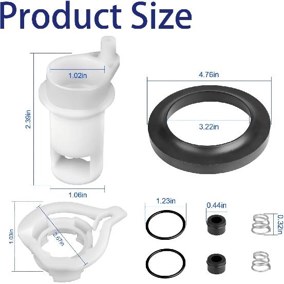 42049 Sada pro výměnu splachovacího ventilu toalety pro obytné vozy, Pro pevné toalety Thetford Aqua Magic II. S těsněním příruby toalety, Díly pro toalety obytných vozů