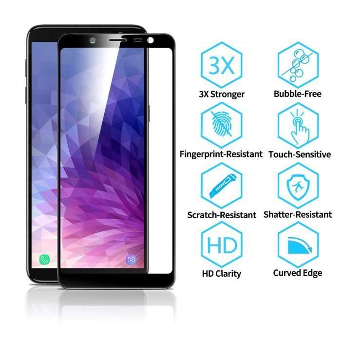 Film Protection Ecran - VOLY - Samsung Galaxy J6 (2018) - Verre Trempé - Protection Maximale - Noir