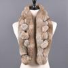 Women Winter Rabbit Fur Scarf 100% Natural Rabbit Fur Fashion warm And Soft Neckerchief Wholesale Pompoml Fur Scarves Headbands