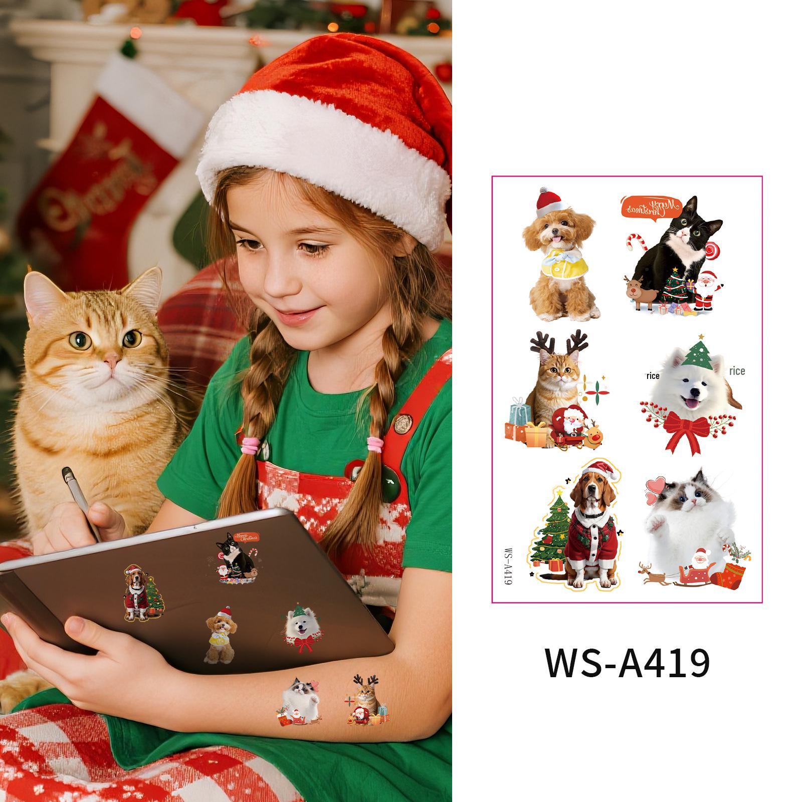 

Рождественские тату-наклейки для питомцев, DIY декор, гитара и стакан для воды 120x76 mm