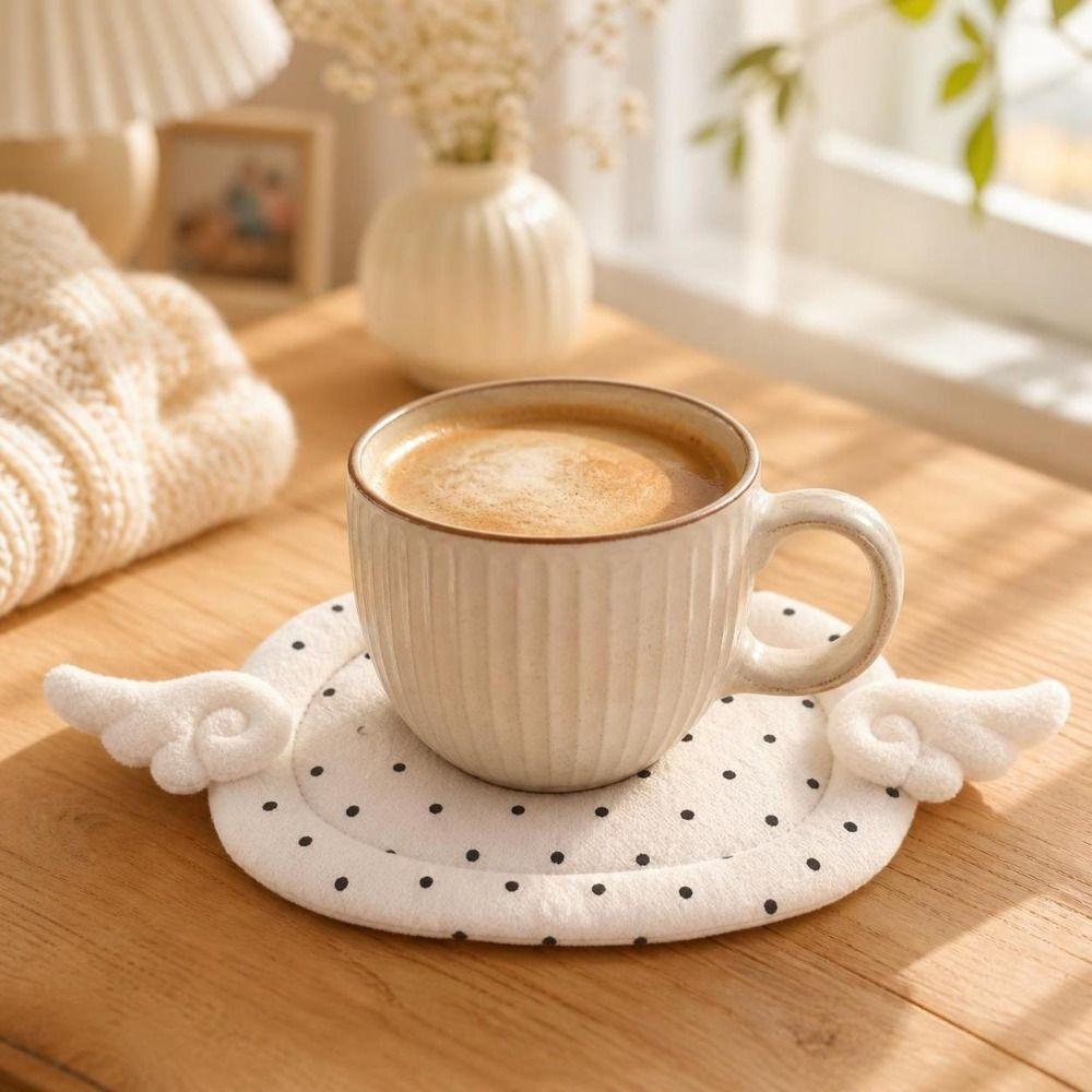 Thicken Cute Angel Wings Coasters Polka Dot Print Table Mat Insulated Coaster Home Decoration