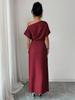 Summer Off-Shoulder Dress for Women, Solid Color Split Elegant Slim Fit Bodycon Maxi Dress