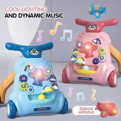 Baby Walker Trolley Toys With Musical Lights Sounds Child Walker Car Educational Learning Pushing Wheel For Infant 0-12 Months