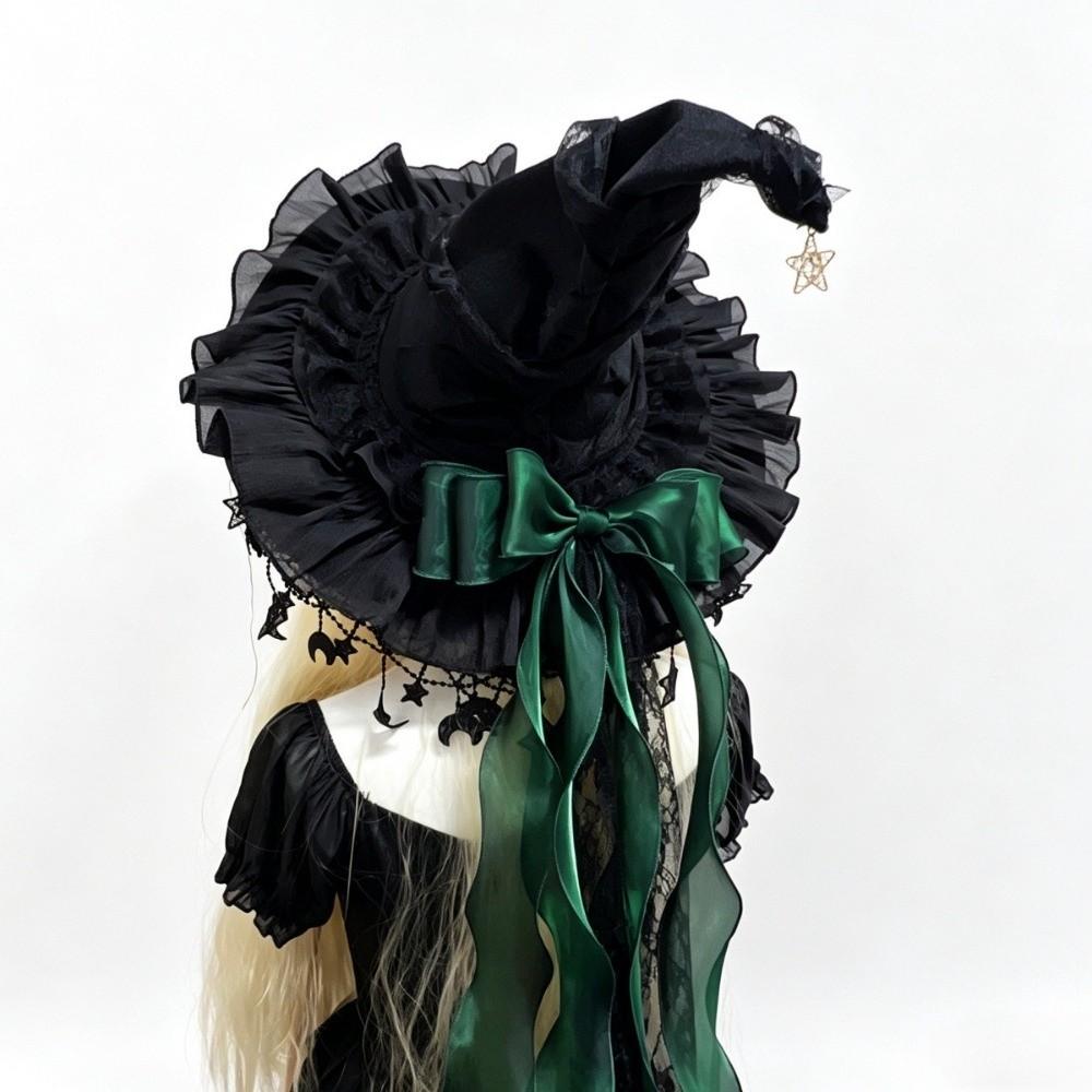 Wide Brim Gothic Hat Ruffle Brim Cosplay Costume Hat Fashionable Witch Hat  Women’s Costume