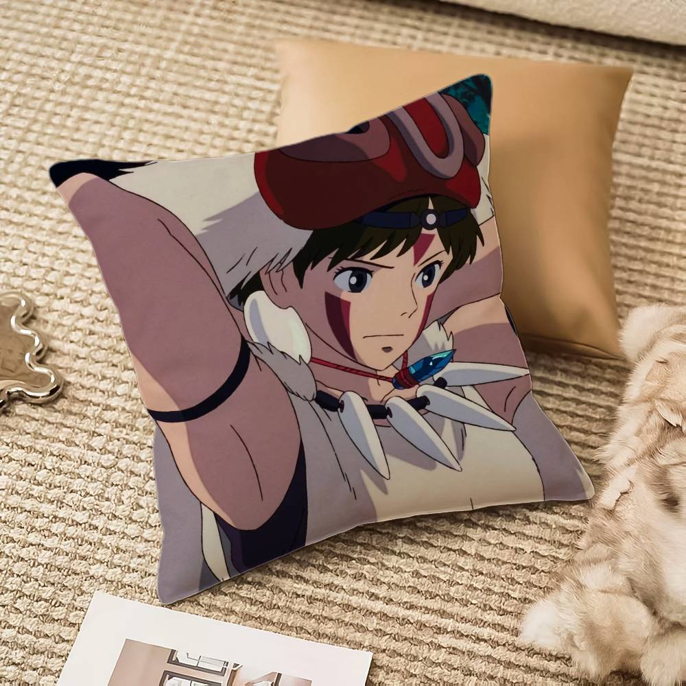 Anime P-Princess M-Mononoke Pillow Case Anti-dustmite Pillowcase Invisible zipper silky plush Sofa
