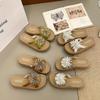 Self-kept version, Korean version of fireworks, rhinestone cool slippers, women's beautiful toe slippers, new flip-flops
